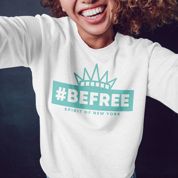 Kopie von be free – Unisex Sweatshirt “Spirit of New York” weiß