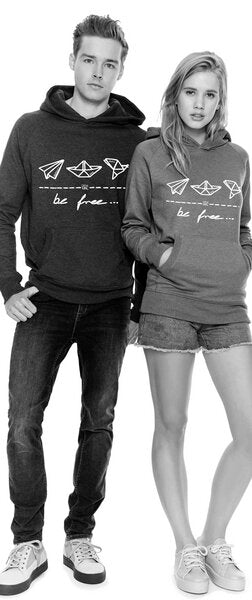 be free – Unisex Pullover Hoodie "melange grey"